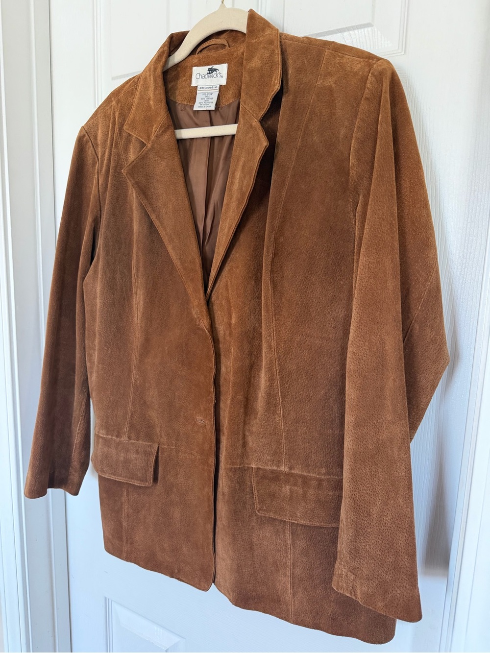 Vintage Chadwick’s 100% Leather Suede Blazer Jacket Brown 20W Plus Size